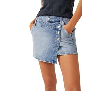 We The Free Free People Wynne Denim Asymmetrical Skirt Size 32